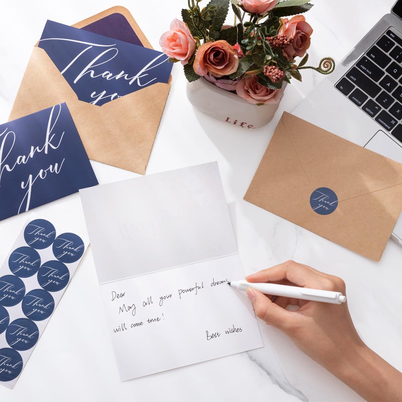 Thboxes 50 Pack Thank You Cards with Envelopes, 4x6 Inch Thank You Cards Bulk Blank Notes Card with Envelopes & Stickers for Wedding, Baby Shower, Bridal Shower, Birthday, Thanksgiving, Christmas - Image 5